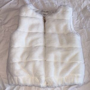 Rachel Zoe Girls White Faux Fur Puffer Vest
